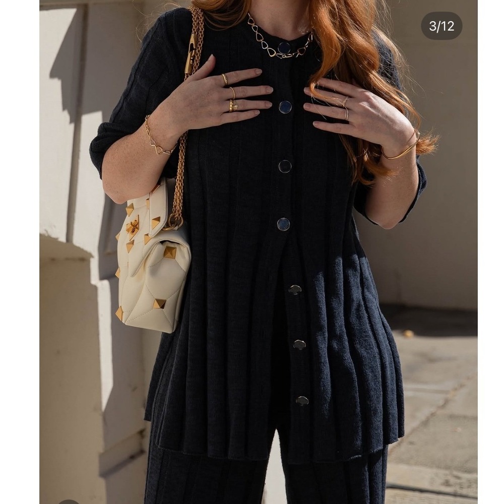 DISSH Jazz Black Button Knit Shirt Cardigan XL Cotton Linen Oversized Ribbed
